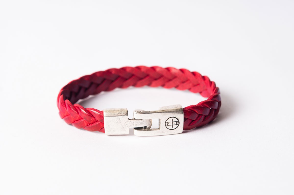 Bracelet cuir homme - ELÉGANT - Rouge