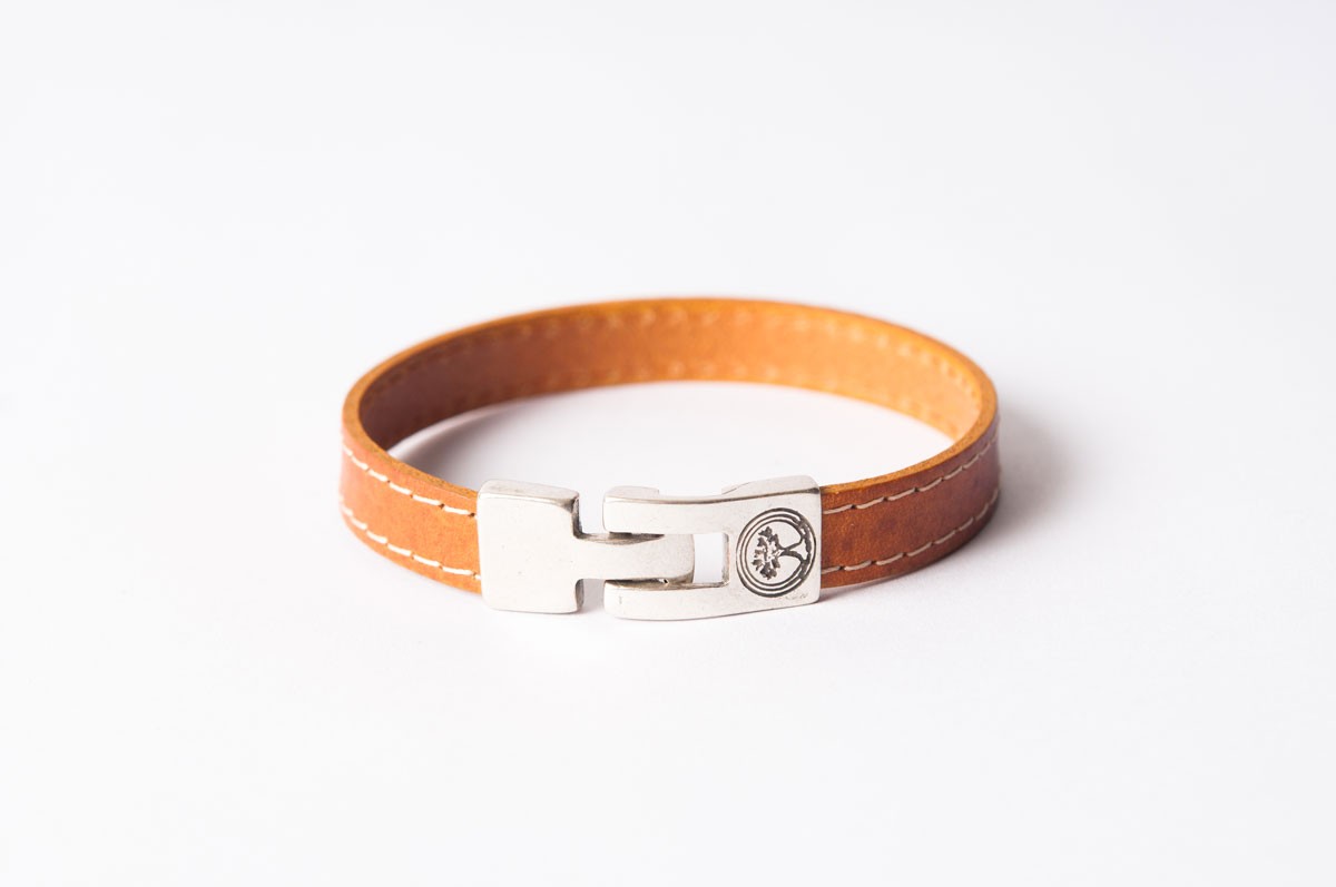 Bracelet cuir homme - SURPIQUÉ H - Camel