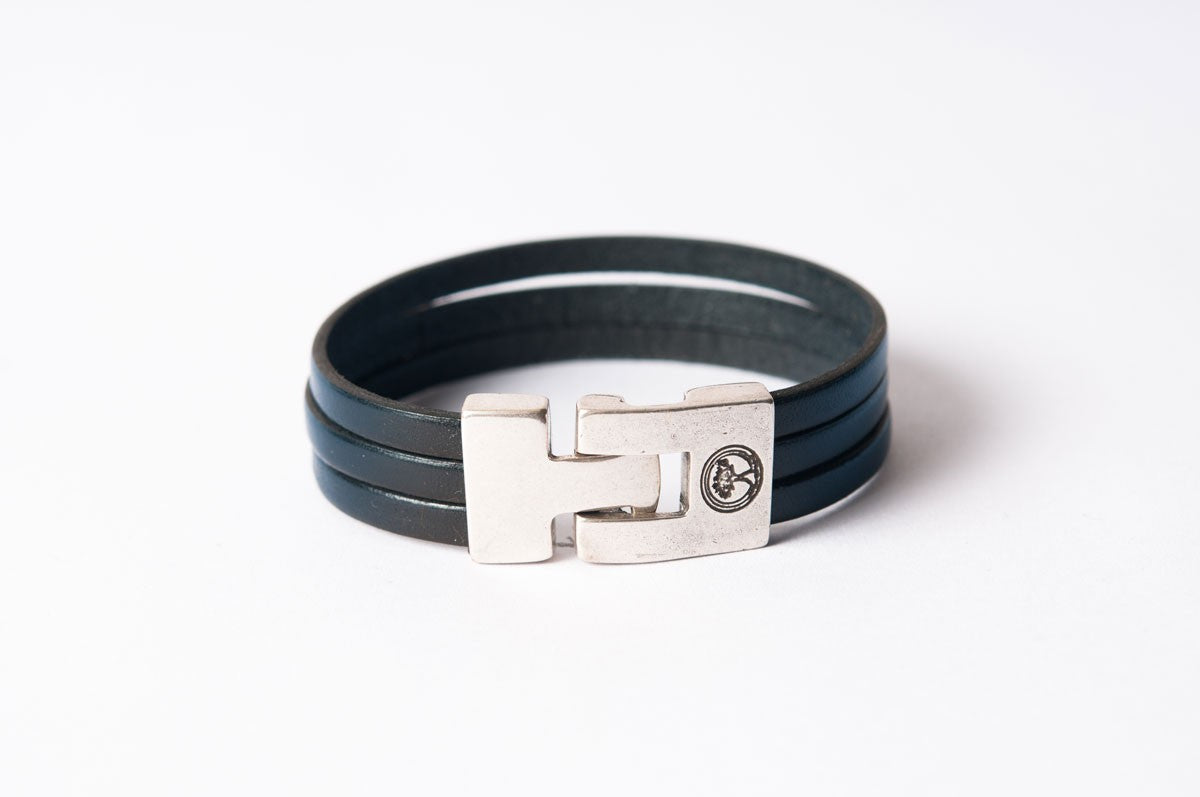 Bracelet cuir homme - ROCK - Noir