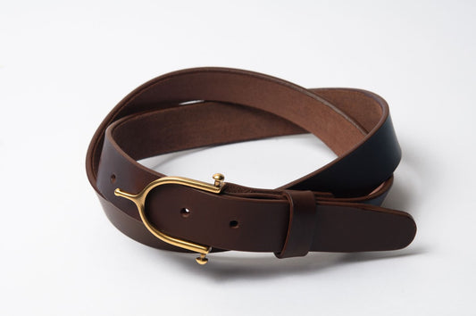 CEINTURE CUIR CLASSIQUE - Boucle éperon laiton - Marron