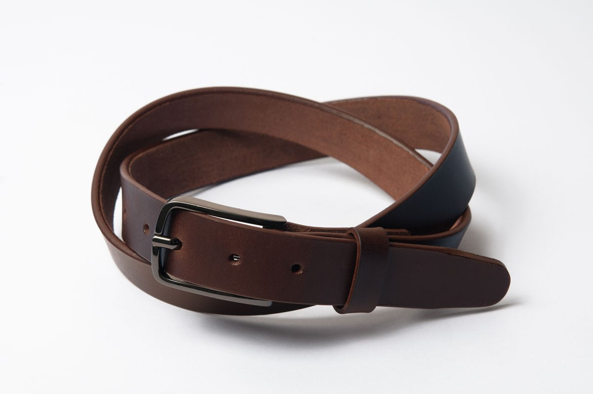 CEINTURE CUIR CLASSIQUE - Boucle carrée noire satinée - Noire