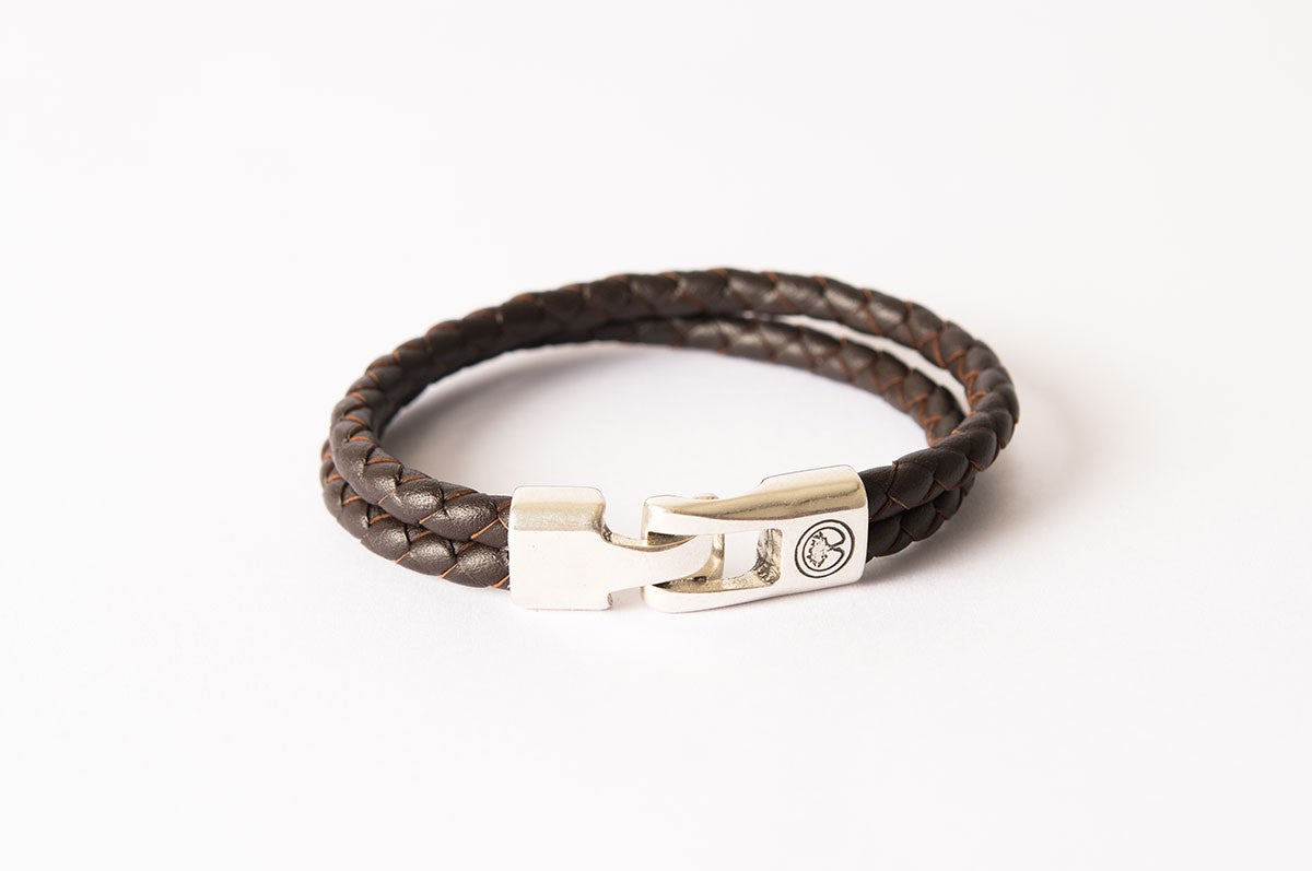Bracelet En Cuir Véritable Pour Homme à Double Couche - Fermoir Magnétique Tête De Mort - Style Punk Rock - Cadeau Idéal