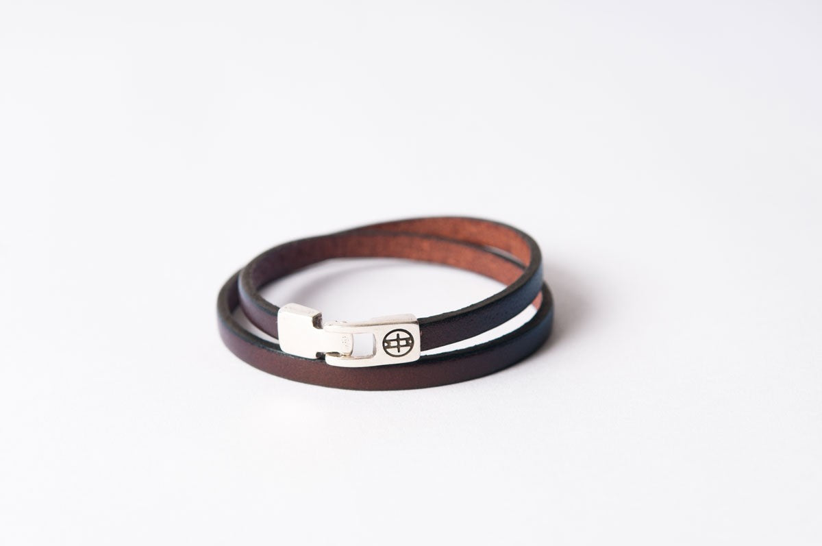 Bracelet cuir femme - DOUBLE TOUR - Marron