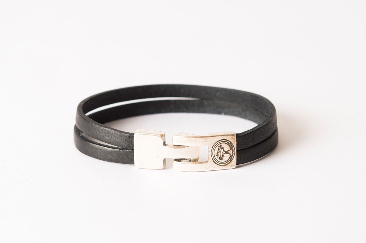 Bracelet cuir homme - SVELTE - Noir