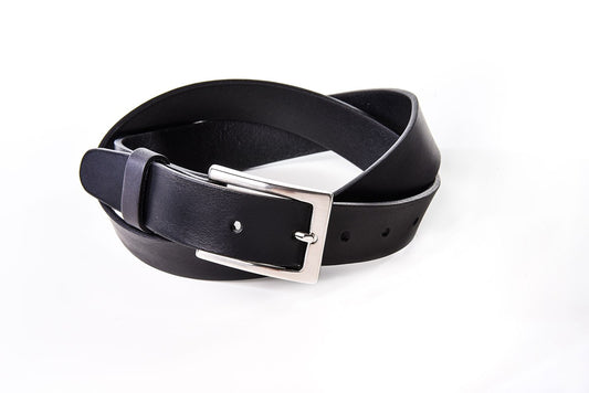 CEINTURE CUIR CLASSIQUE - Noire -  boucle carrée