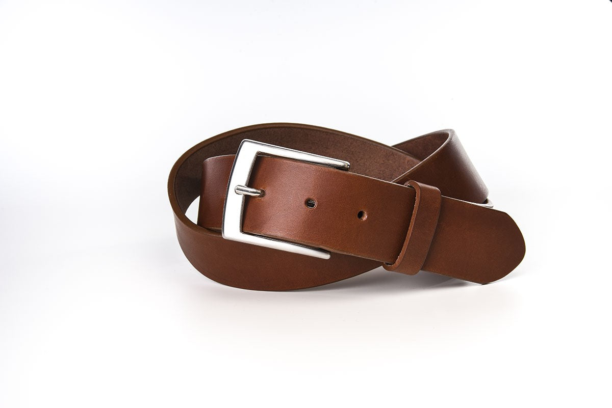 CEINTURE CUIR STANDARD - Marron claire -  boucle brossée