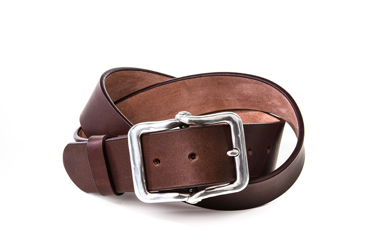 CEINTURE CUIR STANDARD - Marron foncé - Boucle ar