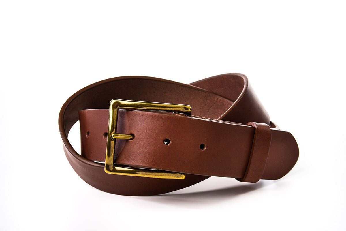 CEINTURE CUIR STANDARD - Marron claire - Boucle laiton