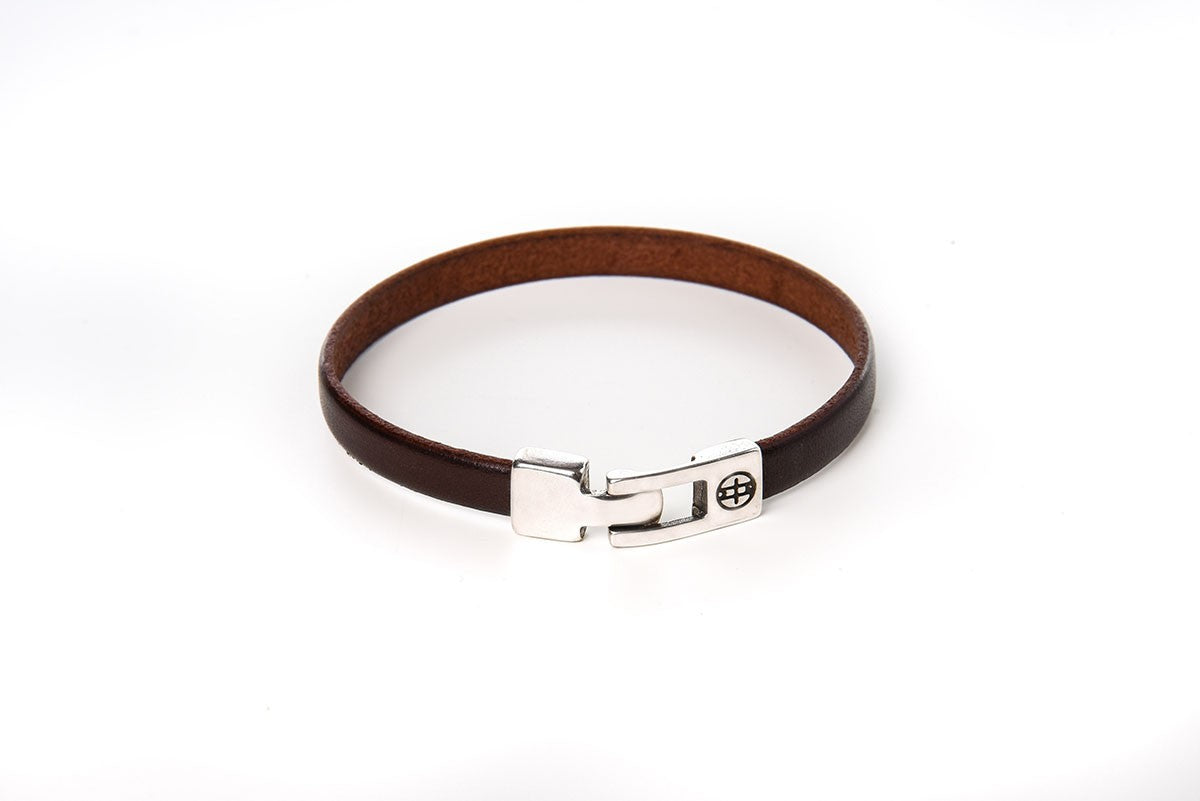 Bracelet cuir homme - DISCRET - Marron