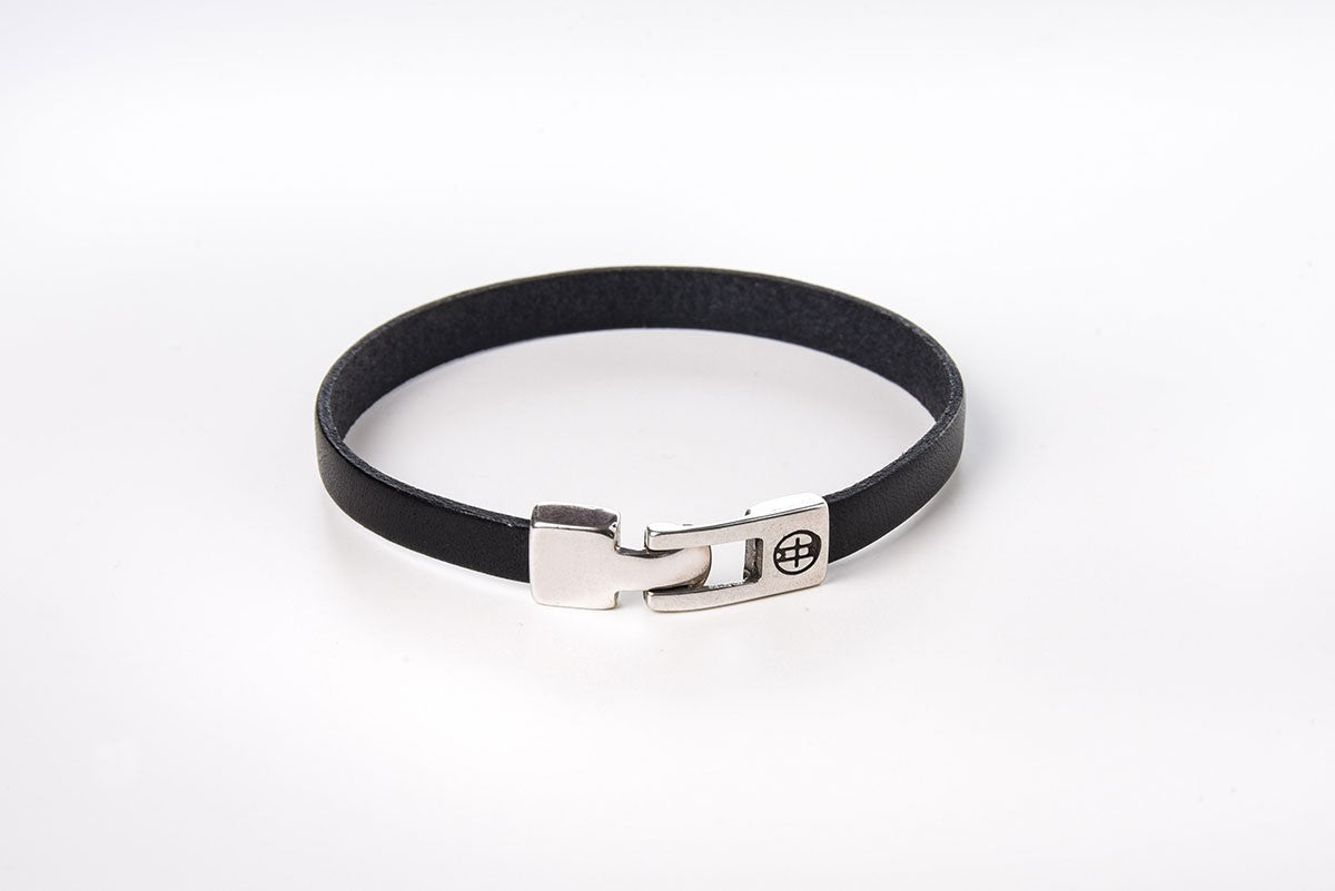 Bracelet cuir homme - DISCRET - Noir