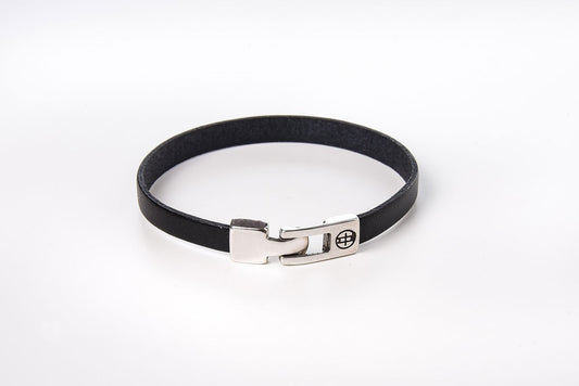 Bracelet cuir homme - DISCRET - Noir