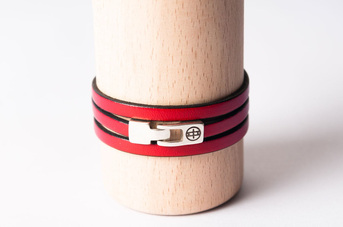 Bracelet cuir femme - TRIPLE TOUR - Rouge