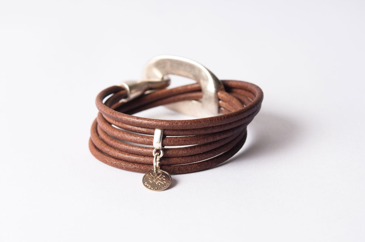 Bracelet cuir femme - ELÉGANCE - Marron