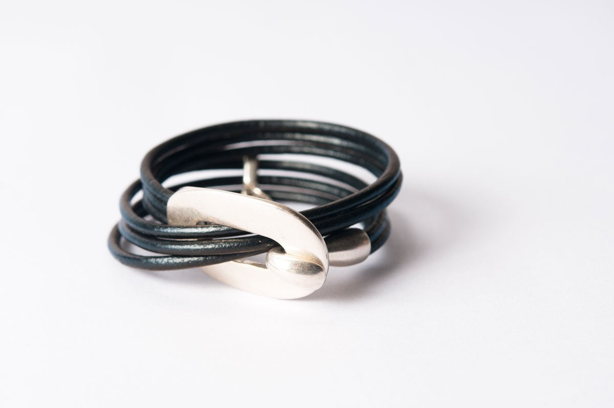 Bracelet cuir femme - ELÉGANCE - Noir