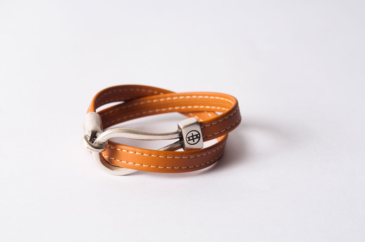 Bracelet cuir femme - CAVALIÈRE SURPIQUÉ - Camel