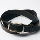 CEINTURE CUIR SURPIQUÉE - Boucle double satinée - Noire