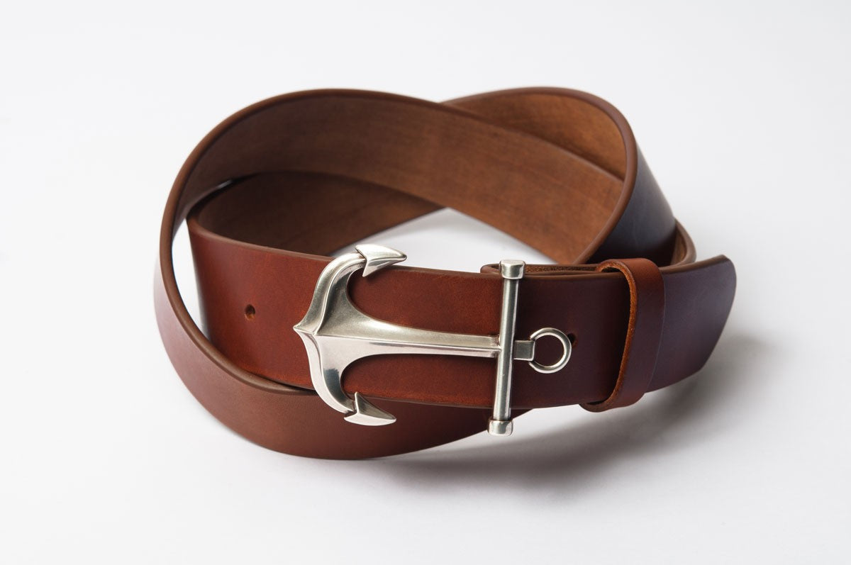 CEINTURE BOUCLE ANCRE - Marron clair