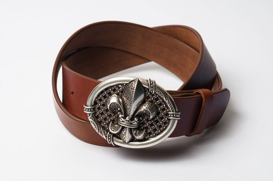 CEINTURE FLEUR DE LYS - Marron clair