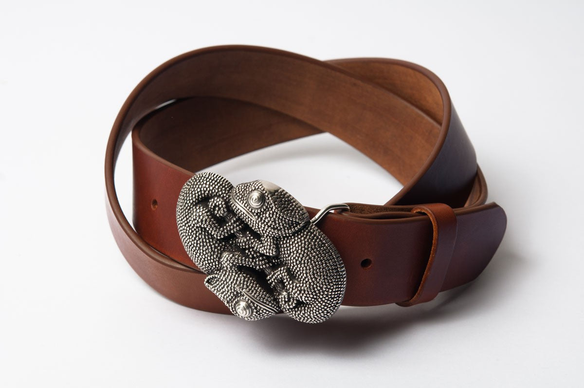 CEINTURE BOUCLE CAMÉLÉON - Marron clair