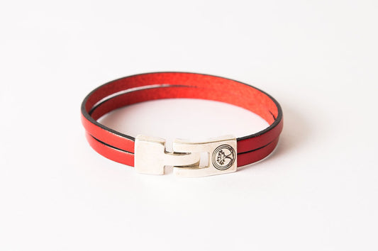 Bracelet cuir homme - SVELTE - Rouge