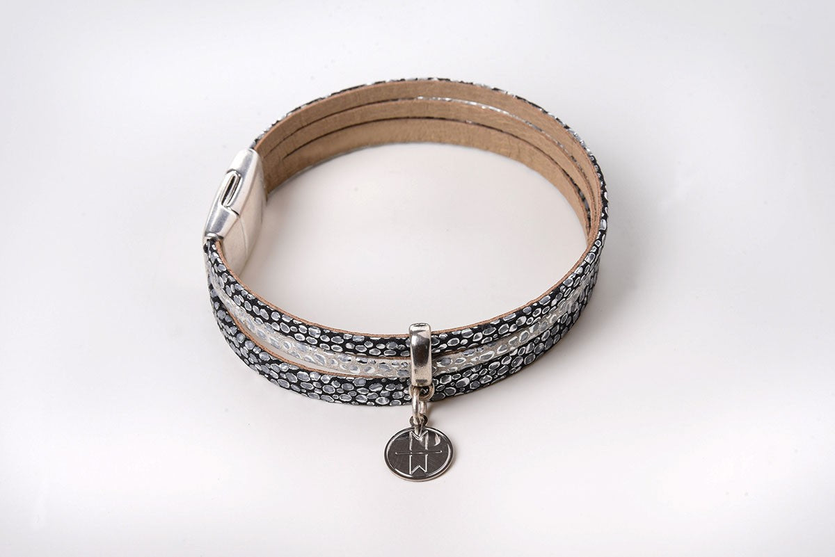 Bracelet cuir femme - Aimant 1cm - Galuchat