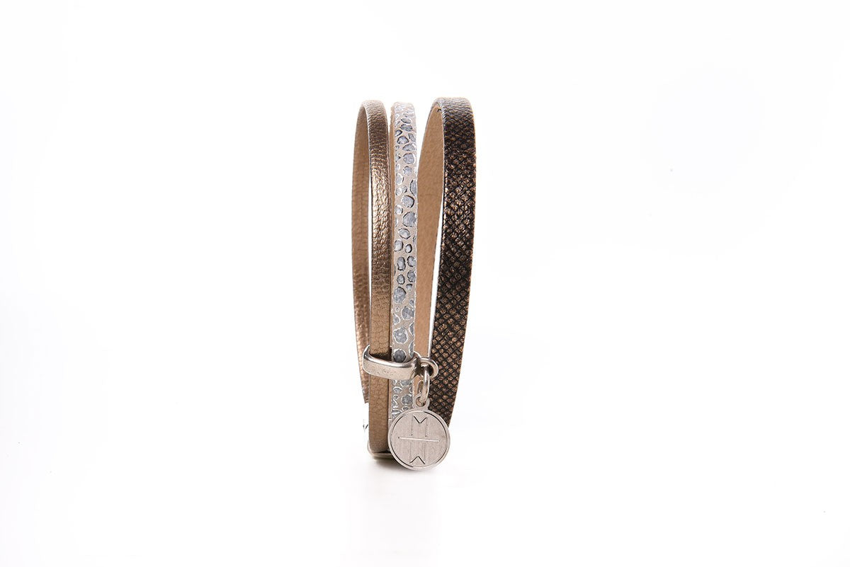 Bracelet cuir femme - Aimant 1cm - Doré