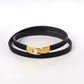 Bracelet cuir femme - DOUBLE TOUR  or- Noir