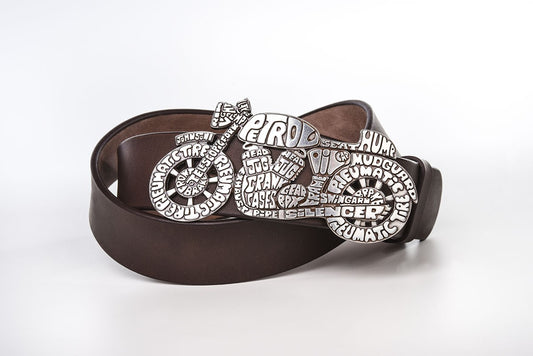 CEINTURE BOUCLE MOTO - Marron