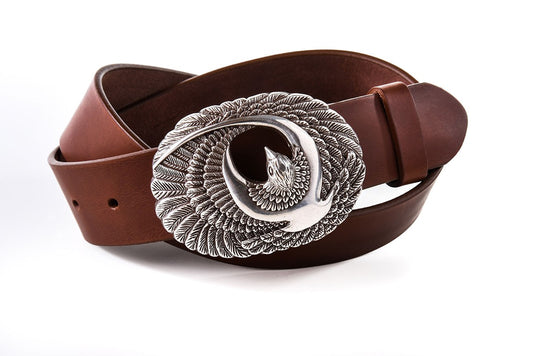 CEINTURE BOUCLE OISEAU DE PARADIS - Marron clair