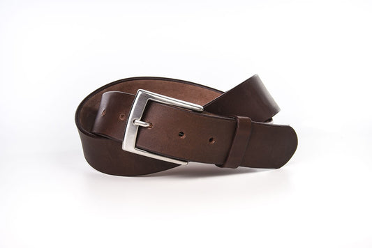 CEINTURE CUIR STANDARD - Marron - boucle brossée