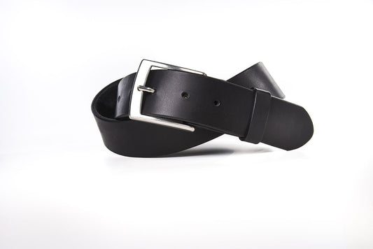 CEINTURE CUIR STANDARD- Noire - boucle brossée