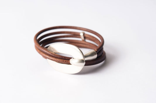 Bracelet cuir femme - ELÉGANCE - Marron