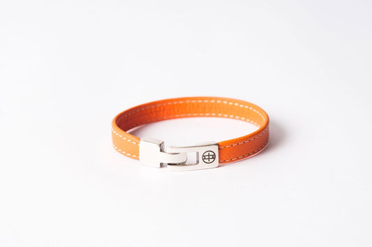 Bracelet cuir femme - SELLIER - Orange