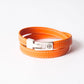 Bracelet cuir femme - SELLIER DOUBLE TOUR - Orange